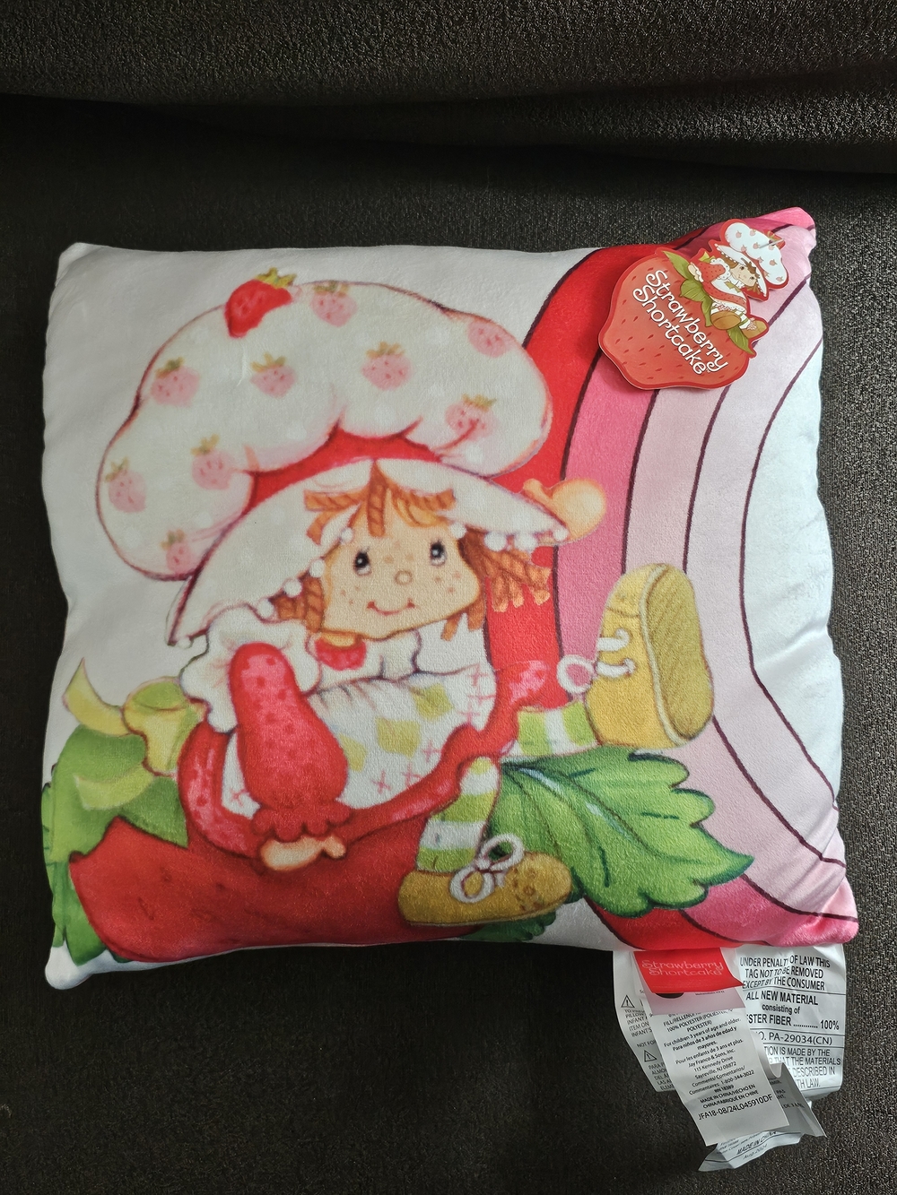 The World Of Strawberry Shortcake Plush Pillow Square Pink 14"x13" New with tags